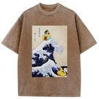 Kyoto-Lion Samurai Duck And Sumo Duck Washed T-Shirt