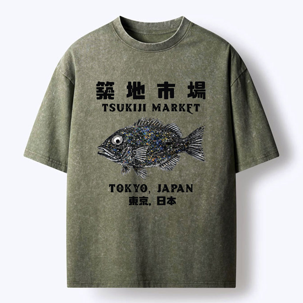 Kyoto-Lion Tokyo Tsukiji Market Washed T-Shirt