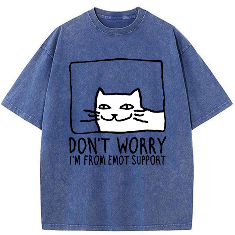 Kyoto-Lion Emotional Support Cat Washed T-Shirt