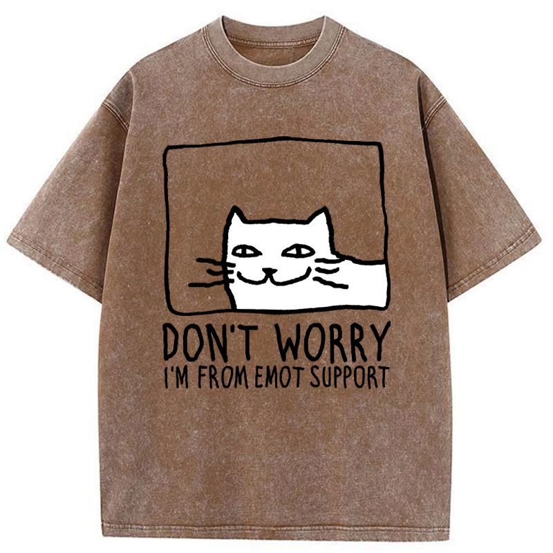 Kyoto-Lion Emotional Support Cat Washed T-Shirt