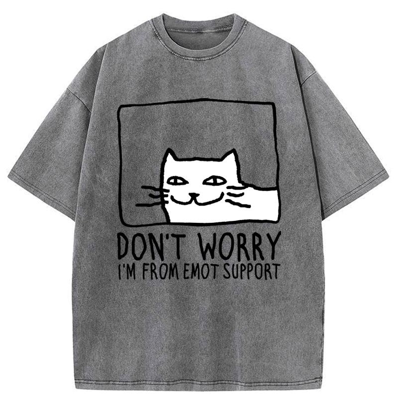 Kyoto-Lion Emotional Support Cat Washed T-Shirt