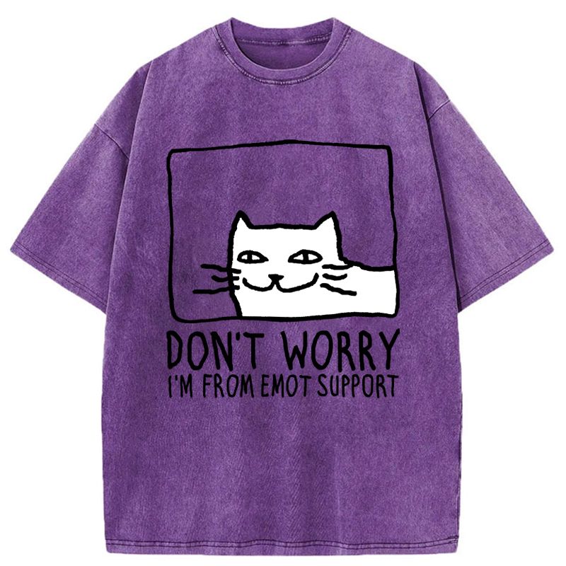 Kyoto-Lion Emotional Support Cat Washed T-Shirt