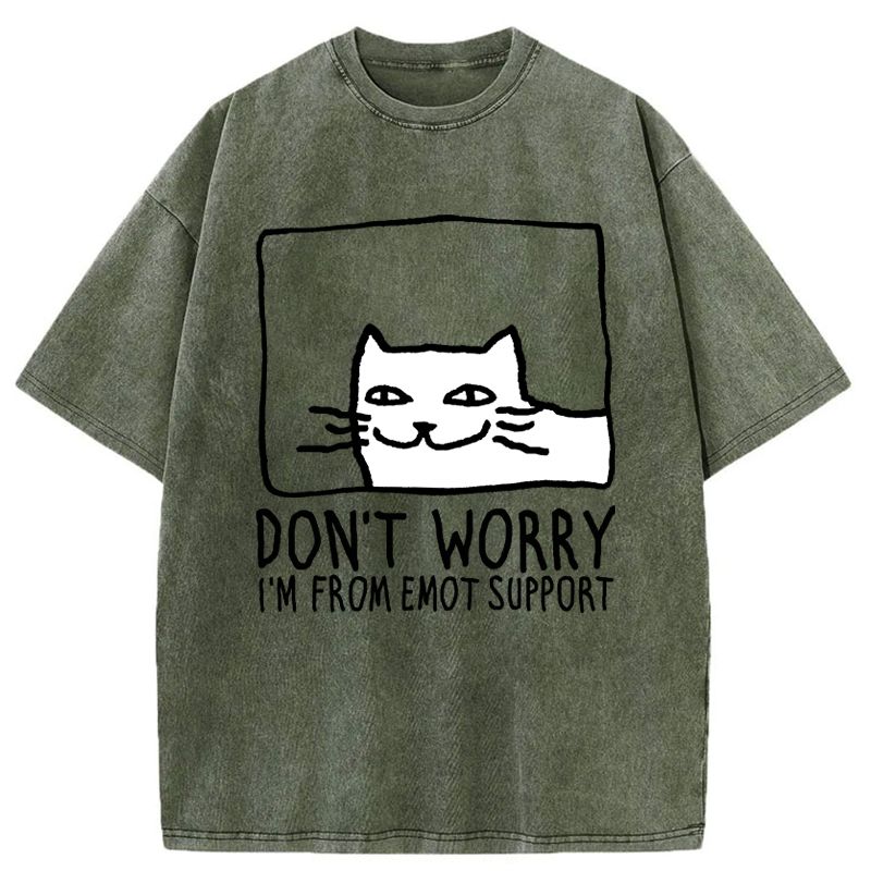 Kyoto-Lion Emotional Support Cat Washed T-Shirt