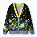 Kyoto-Lion Glowing Starry Meadow Ugly Cardigan Sweater
