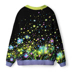 Kyoto-Lion Glowing Starry Meadow Ugly Cardigan Sweater