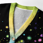 Kyoto-Lion Glowing Starry Meadow Ugly Cardigan Sweater