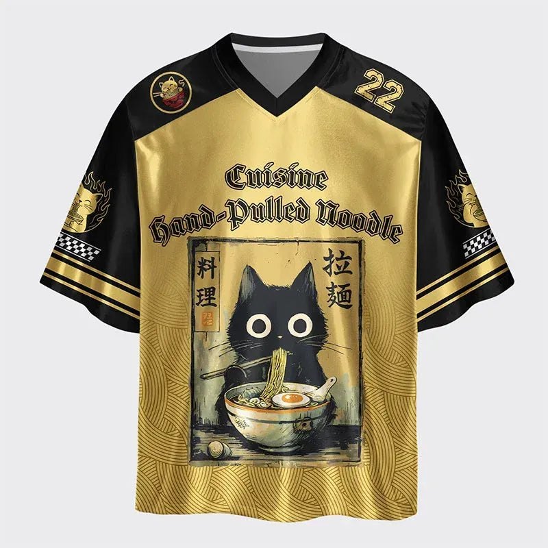 oversized japanese cat jersey for daily wear