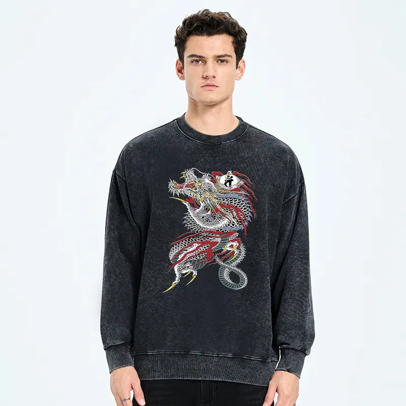 traditional japanese dragon sweatshirt comfortable fit