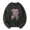 japanese dragon washed sweatshirt for daily wear