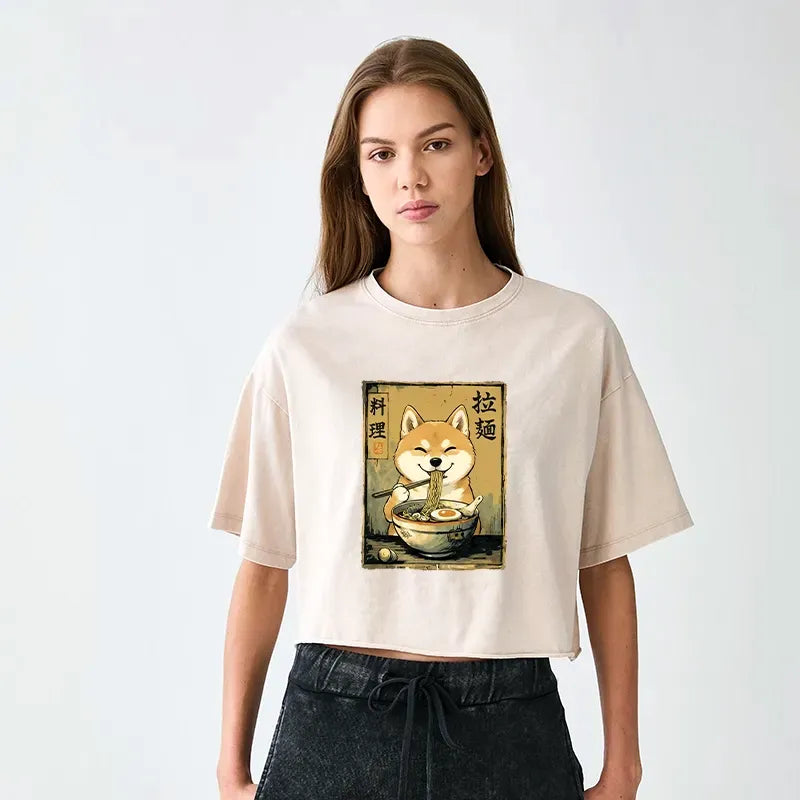 Happy Shiba Eating Ramen T-Shirt