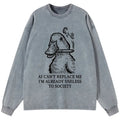 Kyoto-Lion Smoking Duck Funny Washed Long Sleeve T-Shirt