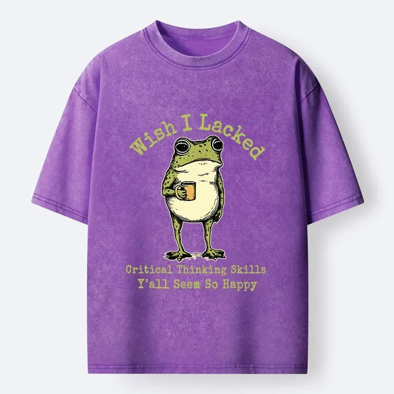 Kyoto-Lion Critical Thinking Frog Meme Washed T-Shirt
