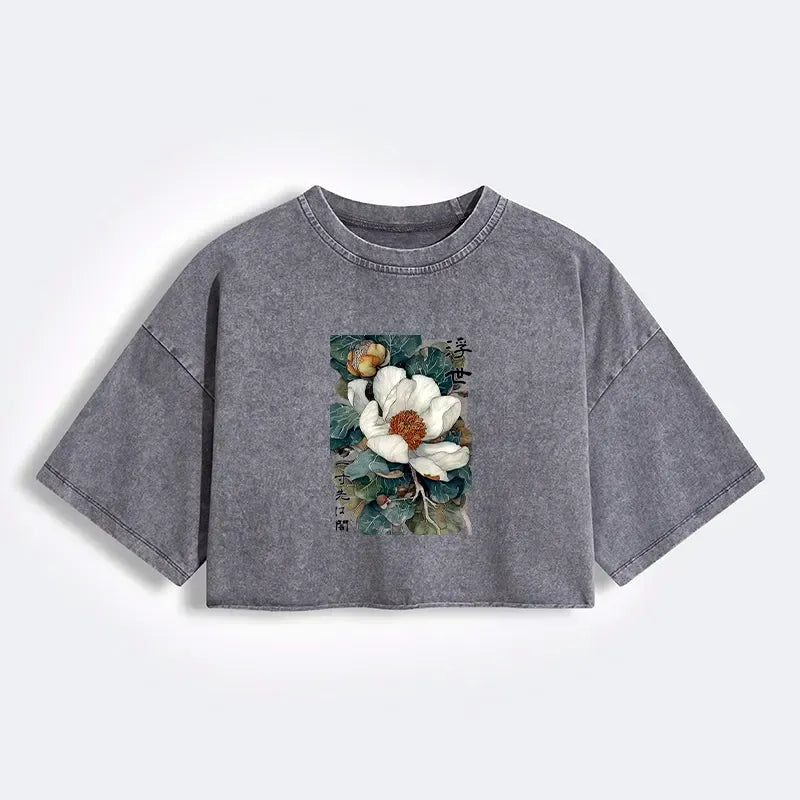 Washed Crop T-Shirt Ukiyoe Style Best Seller