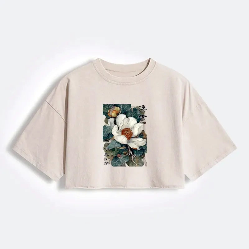 Washed Crop T-Shirt Ukiyoe Style Best Seller