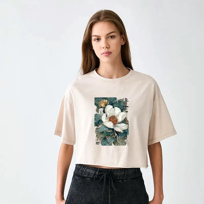 Washed Crop T-Shirt Ukiyoe Style Best Seller