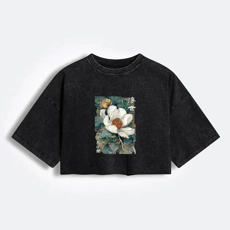 Washed Crop T-Shirt Ukiyoe Style Best Seller