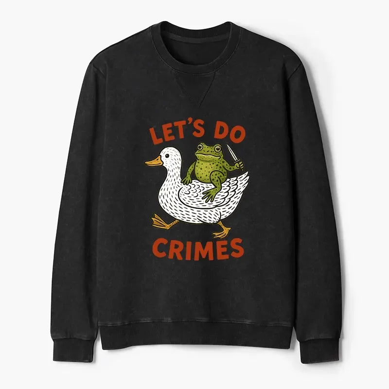 Funny Crime Frog Washed Terry Sweatshirt