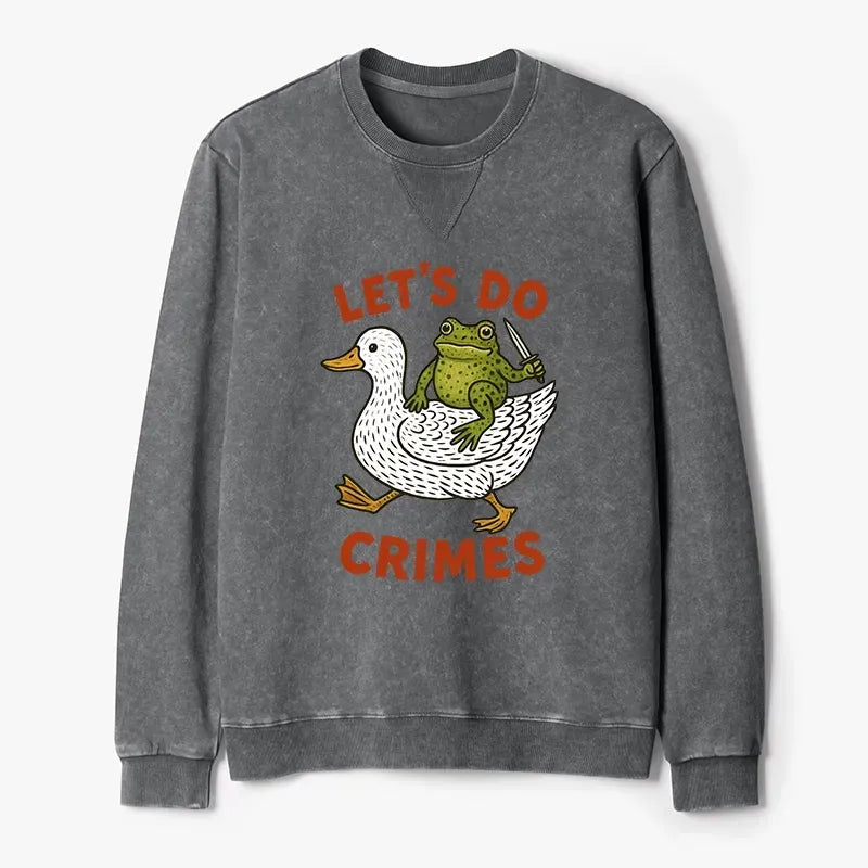 Kyoto-Lion Frog Ready To Commit Crime Washed Terry Sweatshirt