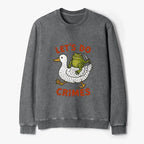 Kyoto-Lion Frog Ready To Commit Crime Washed Terry Sweatshirt