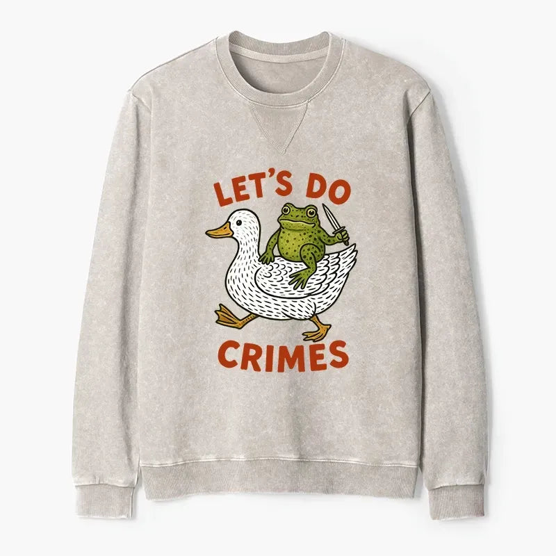 Kyoto-Lion Frog Ready To Commit Crime Washed Terry Sweatshirt