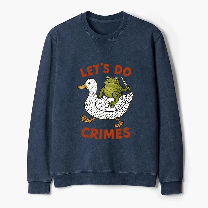Funny Crime Frog Washed Terry Sweatshirt