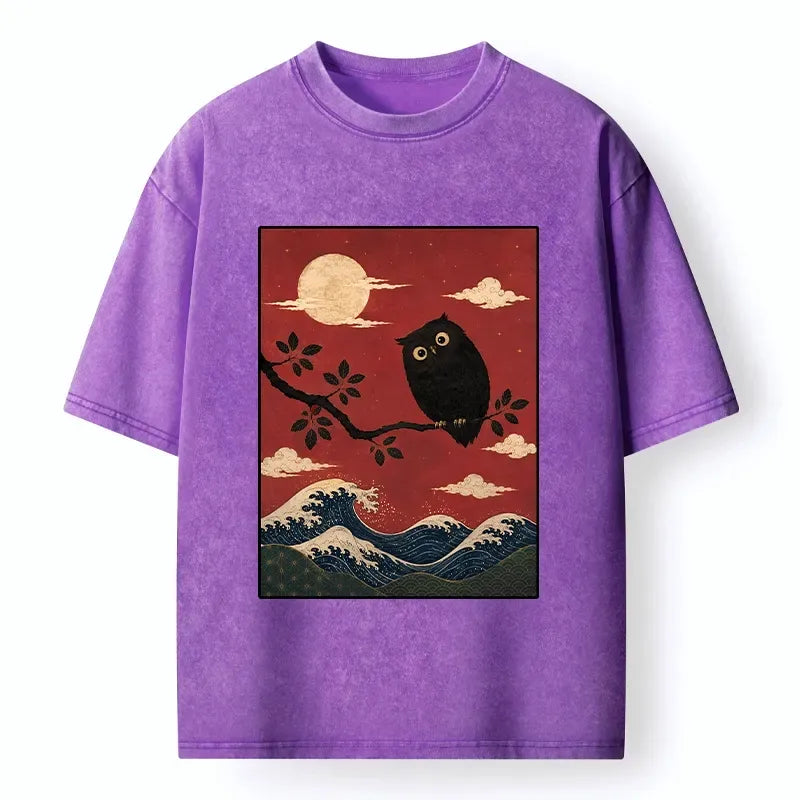 Washed Night Owl Graphic T-Shirt