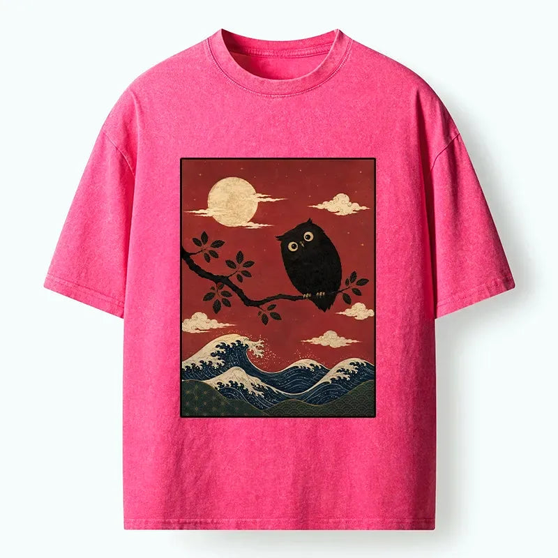 Washed Night Owl Graphic T-Shirt