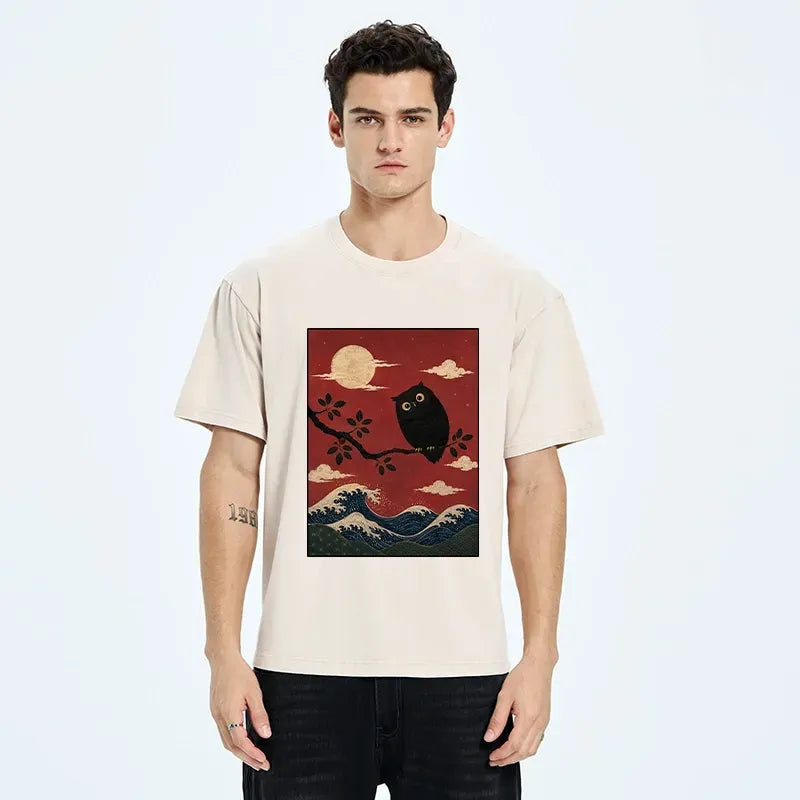 Washed Night Owl Graphic T-Shirt