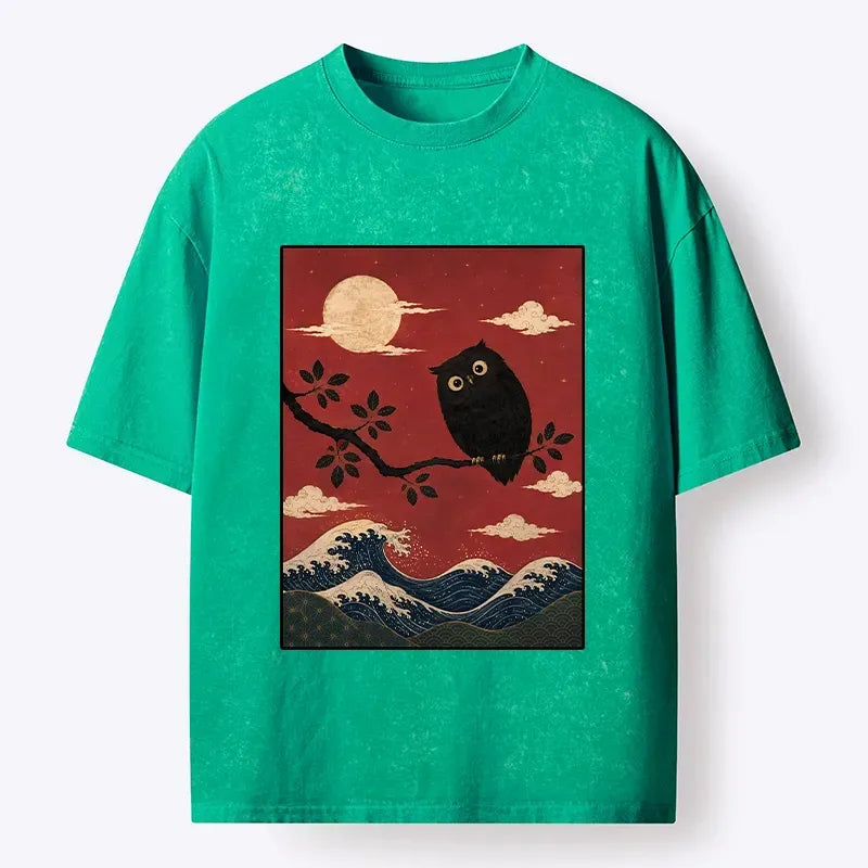 Japanese Red Moon Wave T-Shirt