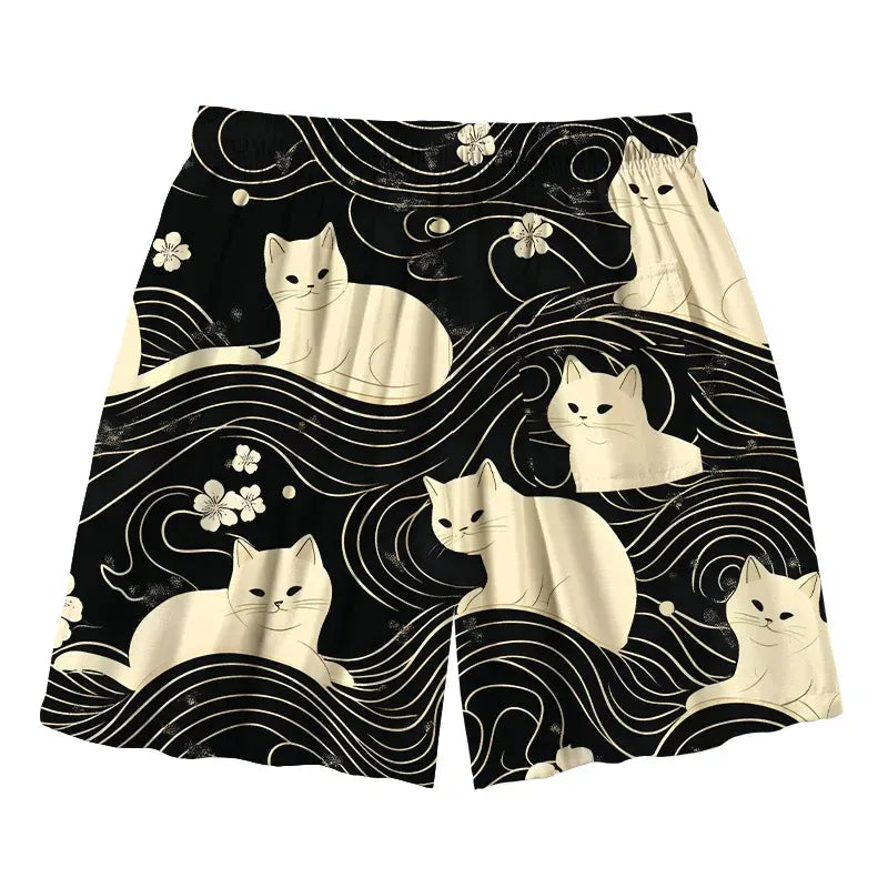 Japanese Vintage Cat Swim Trunks Free Shipping