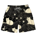 Retro Ukiyo-e Cat Swim Trunks for Summer
