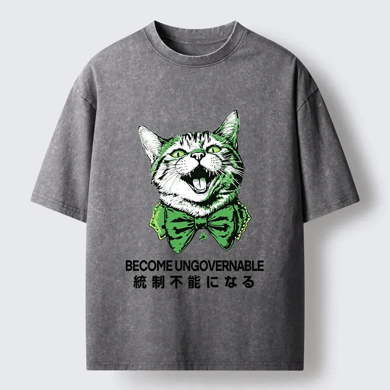 Japanese Vintage Cat T-Shirt for Daily Wear