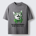 Japanese Vintage Cat T-Shirt for Daily Wear