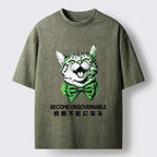 Japanese Vintage Cat T-Shirt for Daily Wear