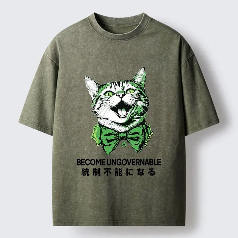 Japanese Vintage Cat T-Shirt for Daily Wear