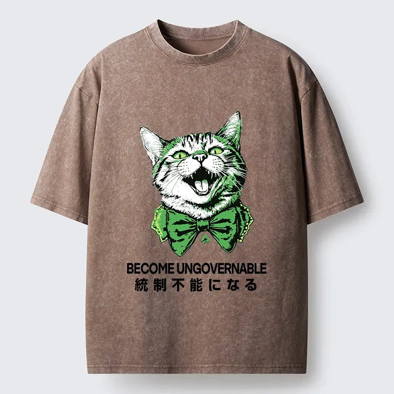 Japanese Vintage Cat T-Shirt for Daily Wear