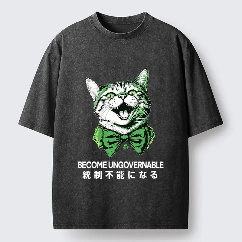Kyoto-Lion St. Patrick's Day Prank Cat Washed T-Shirt