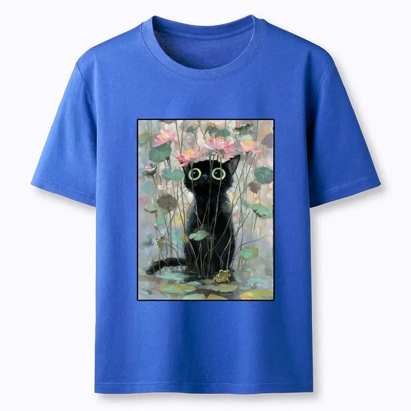 Kyoto-Lion Black Cat In The Lotus Pond Classic T-Shirt