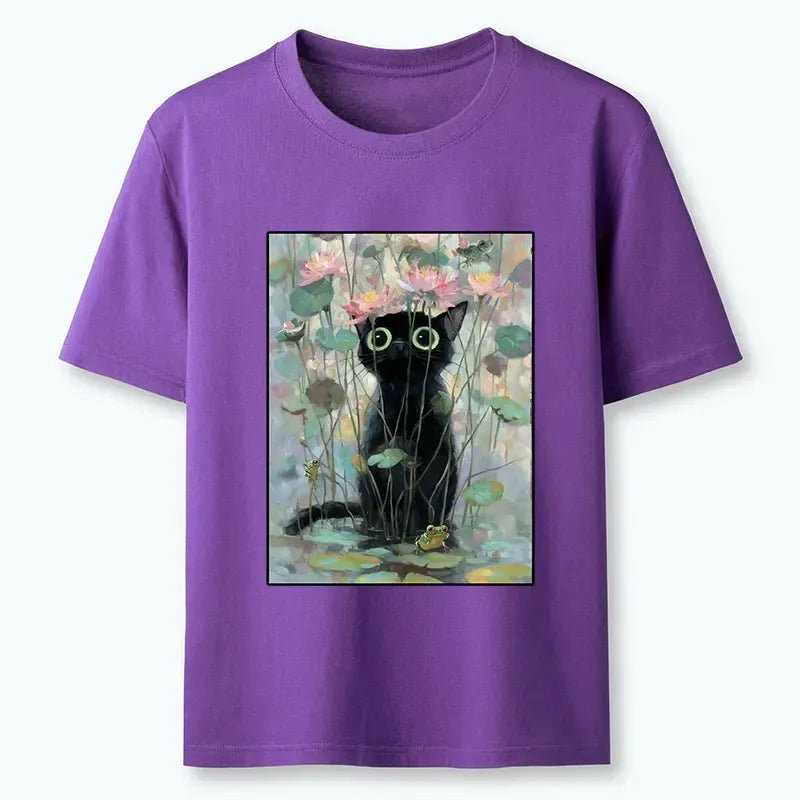 Kyoto-Lion Black Cat In The Lotus Pond Classic T-Shirt