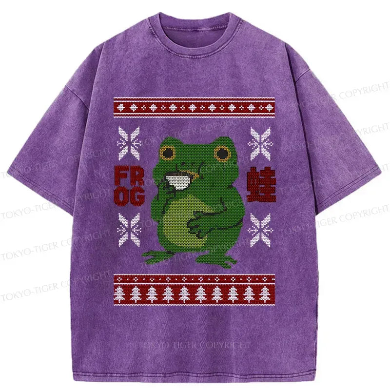 Japanese Frog Drinking Coffee T-Shirt