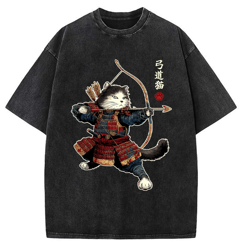 Japanese Vintage Samurai Cat Tee Gift Idea