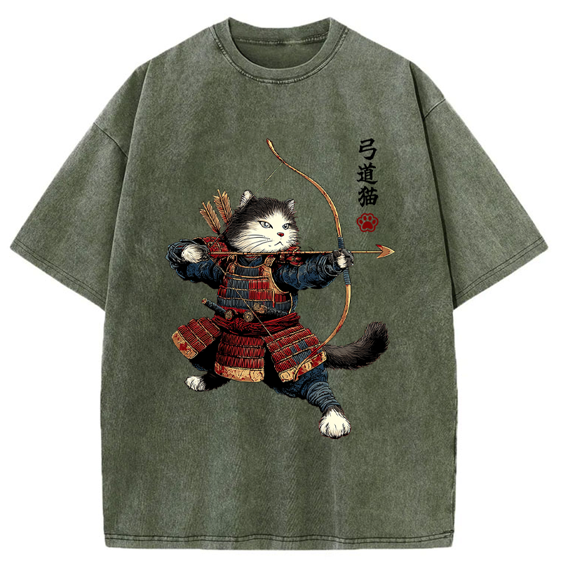 Japanese Vintage Samurai Cat Tee Gift Idea