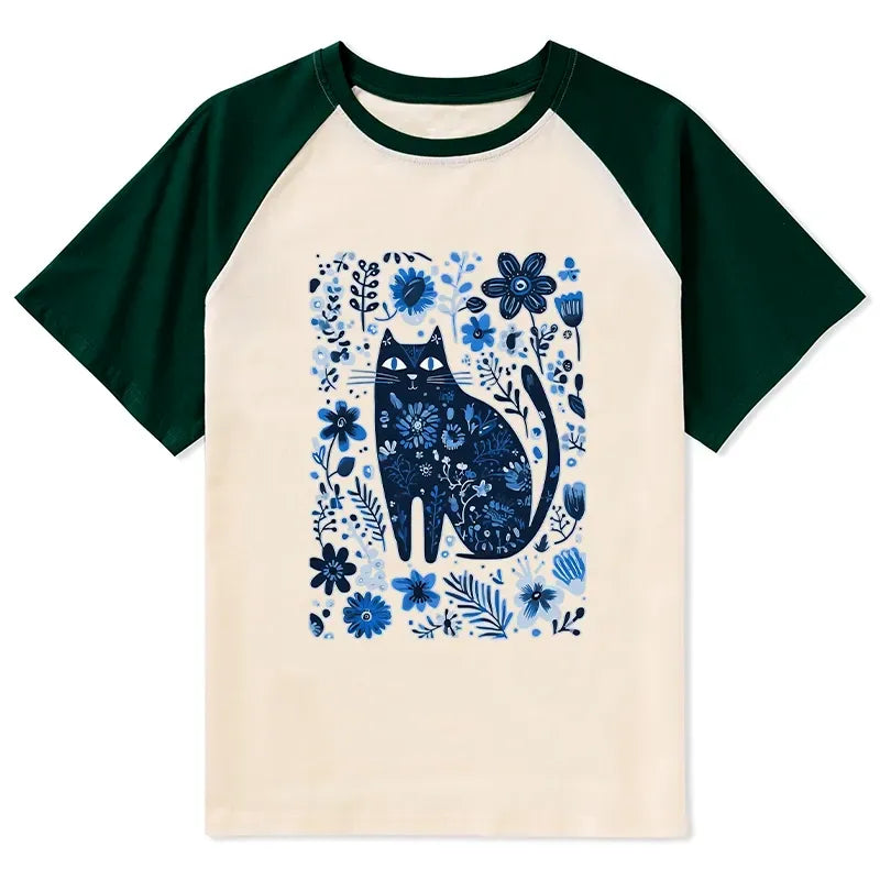 Japanese Cat Raglan for Streetwear