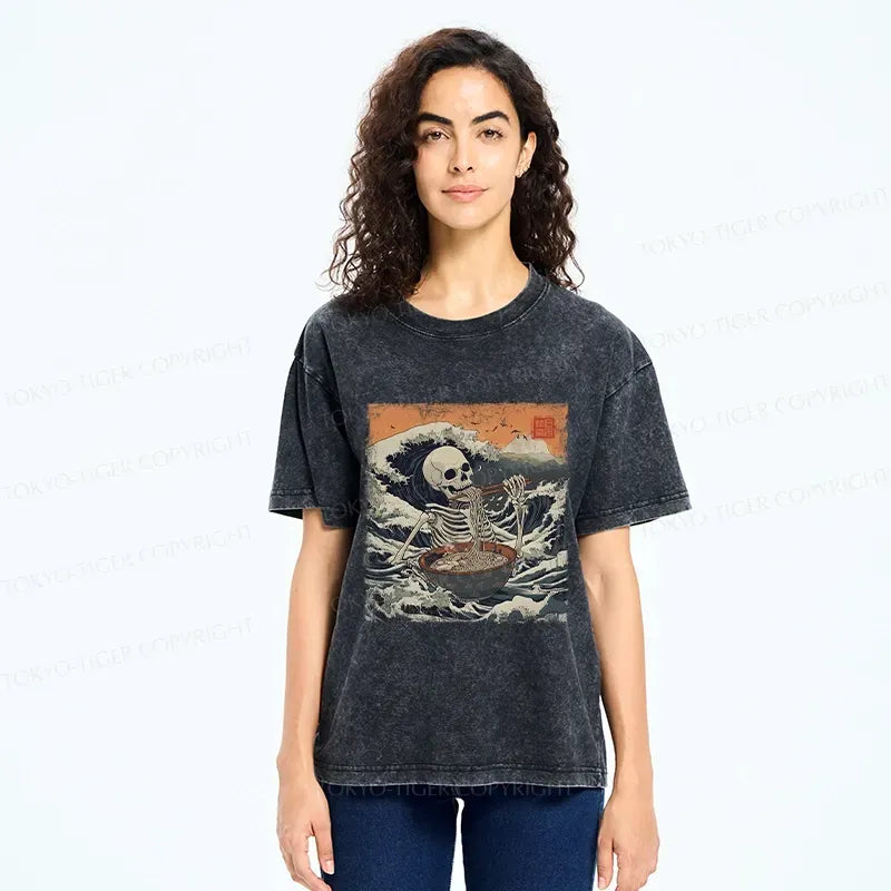 Kyoto-Lion Ramen Lover Skeleton Washed T-Shirt