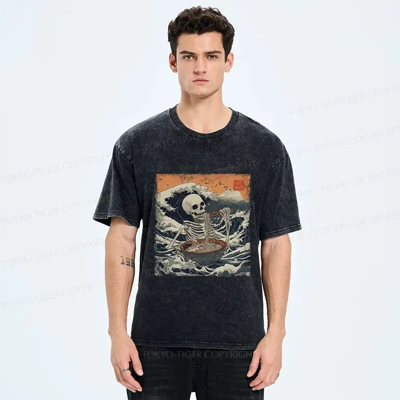 Kyoto-Lion Ramen Lover Skeleton Washed T-Shirt