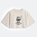 Kyoto-Lion Focused Samurai Frog Women's Washed Crop T-Shirt