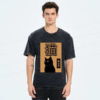 Vintage Ukiyo-e Cat Tee for Daily Wear