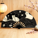Mysterious cat hand fan gift idea