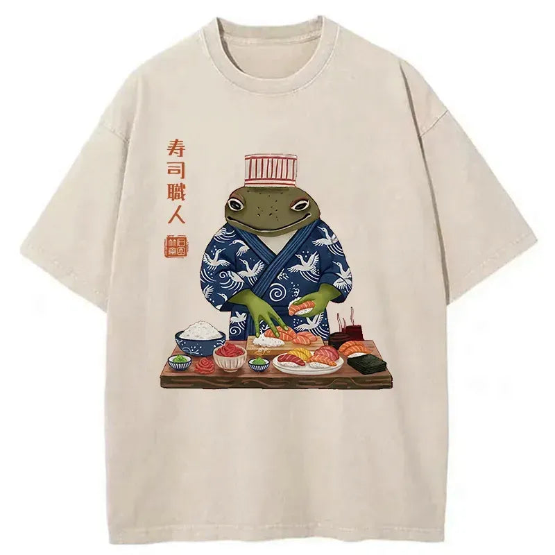 Kyoto lion frog sushi chef shirt