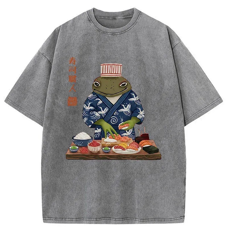 Kyoto lion frog sushi chef shirt